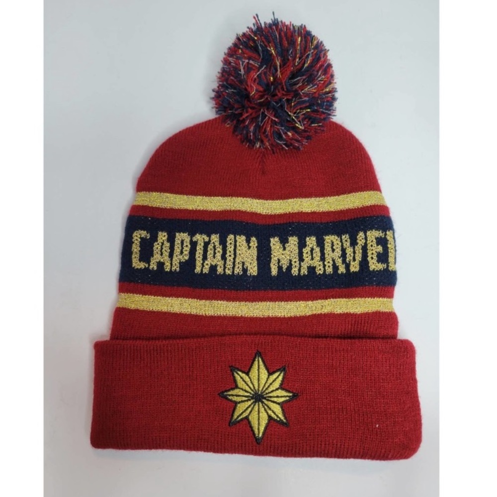 Marvel Captain Marvel Boggin Beanie ski Hat Red NEW NWOT